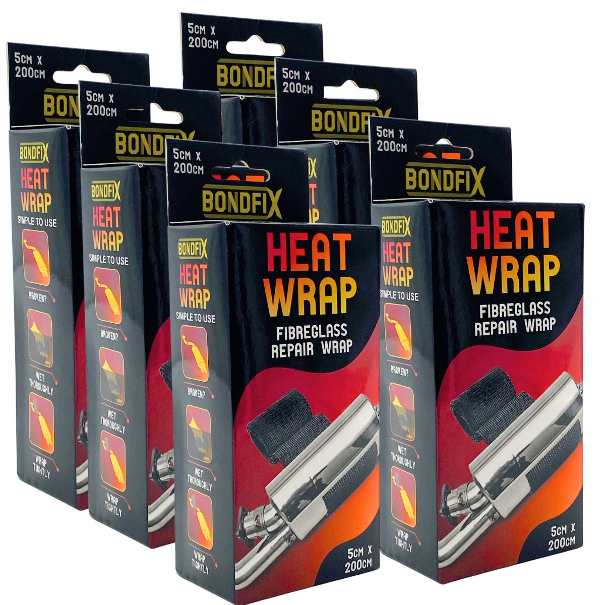 Bondfix Heat Wrap | Fibreglass Repair Wrap 5cmx200cm (6 Pack) - South East Clearance Centre