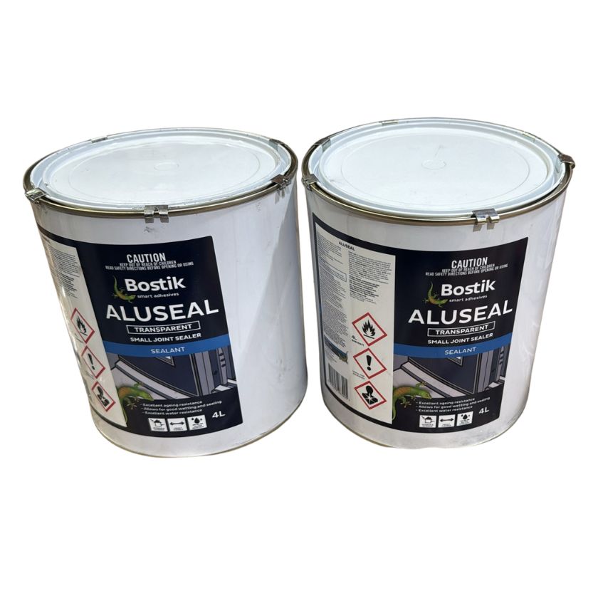 (Twin Pack) Bostik ALUSEAL SEAM & SEAL SMALL JOINT SEALER - TRANSPARENT 4 LITRE - South East Clearance Centre