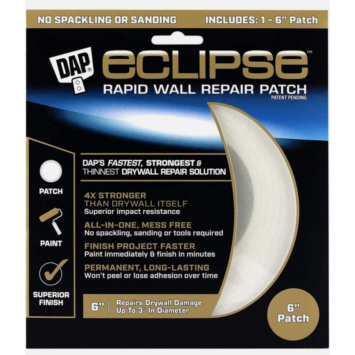 ECLIPSE WALL REPAIR PATCH 6" | 7079809166 (box of 12)