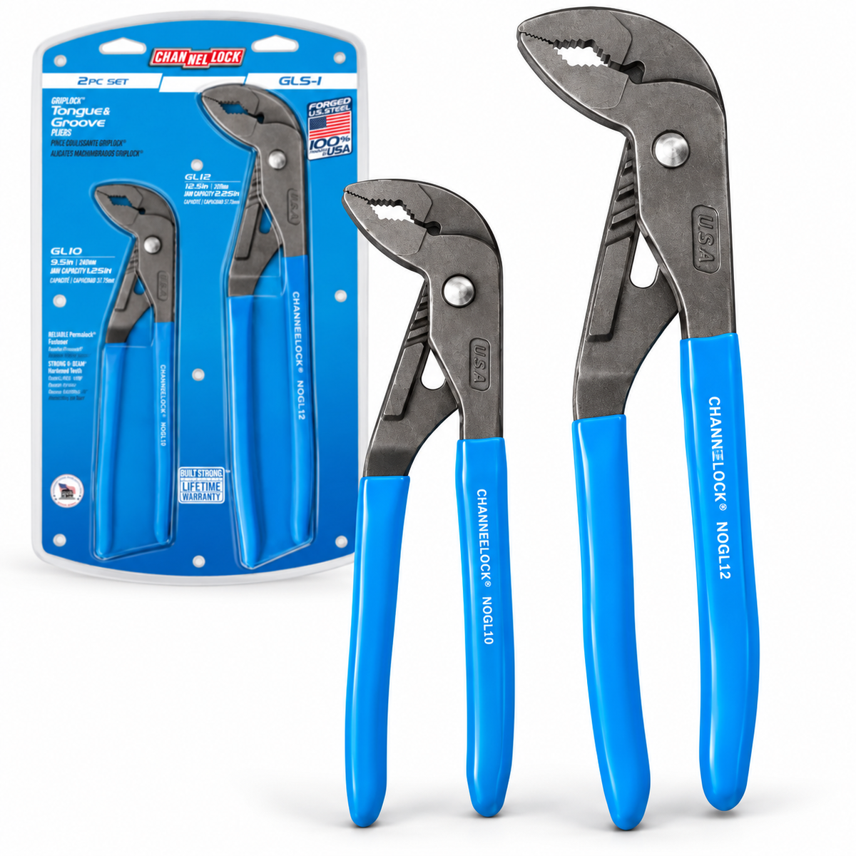 CHANNELLOCK 241mm & 317mm Multigrip Plier Set - 2 Piece GLS-1