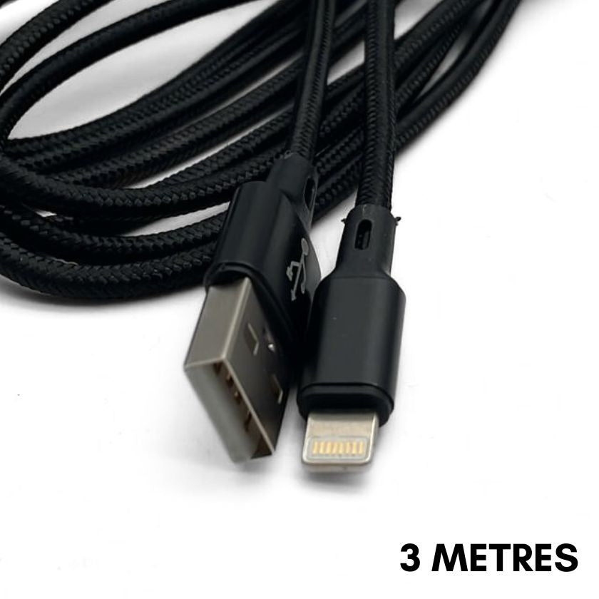 3 Metre Lightning Fast Charge USB-A To Lightning Tough Cable compatible with Iphone Ipad - South East Clearance Centre