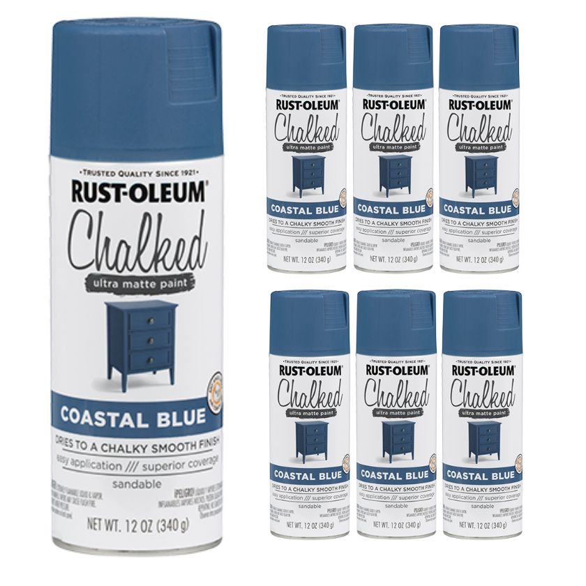 (6 Cans) Rust-Oleum 340g Coastal Blue Chalked Spray Paint