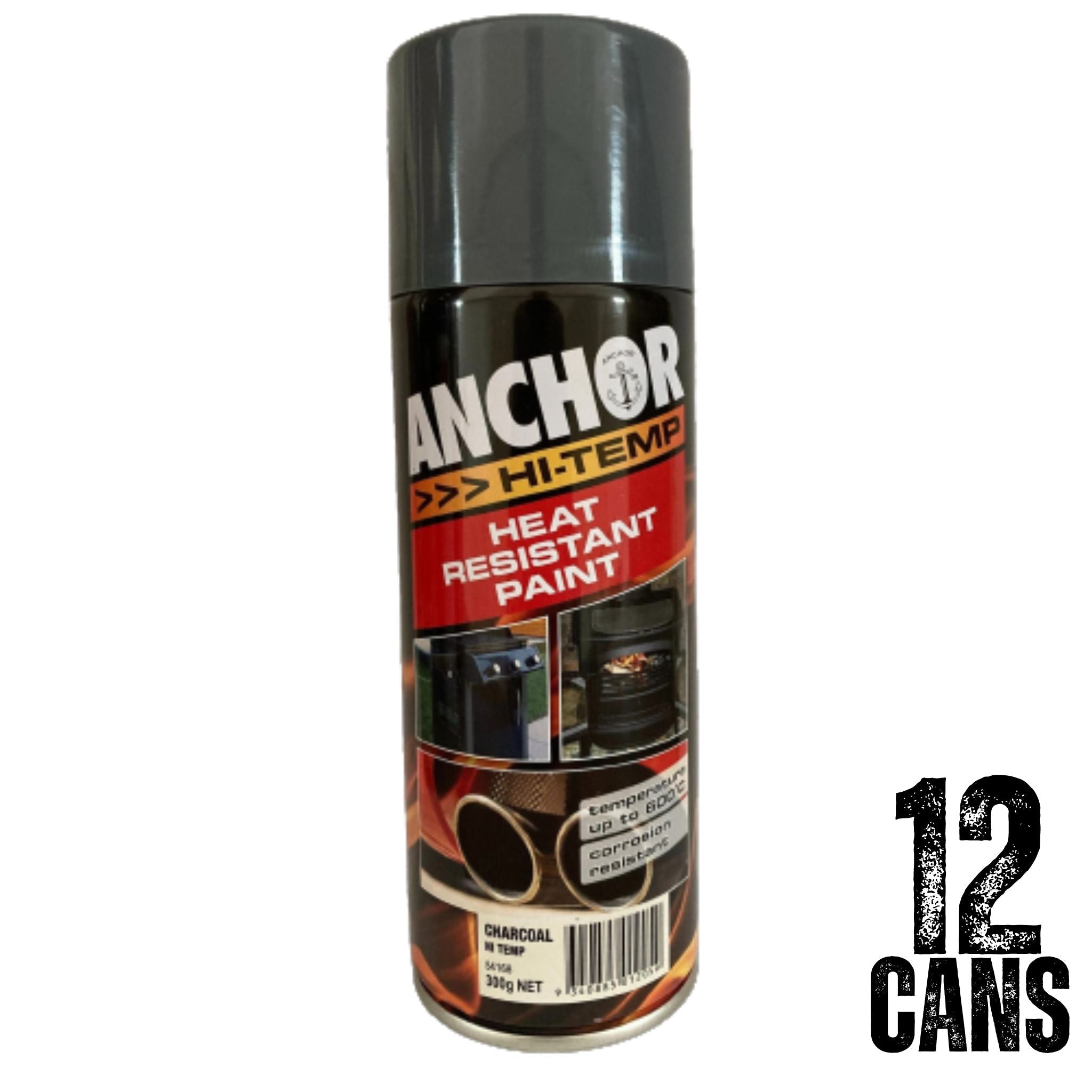 12 Cans | ANCHOR HI TEMP CHARCOAL 300GM | 54168 - South East Clearance Centre