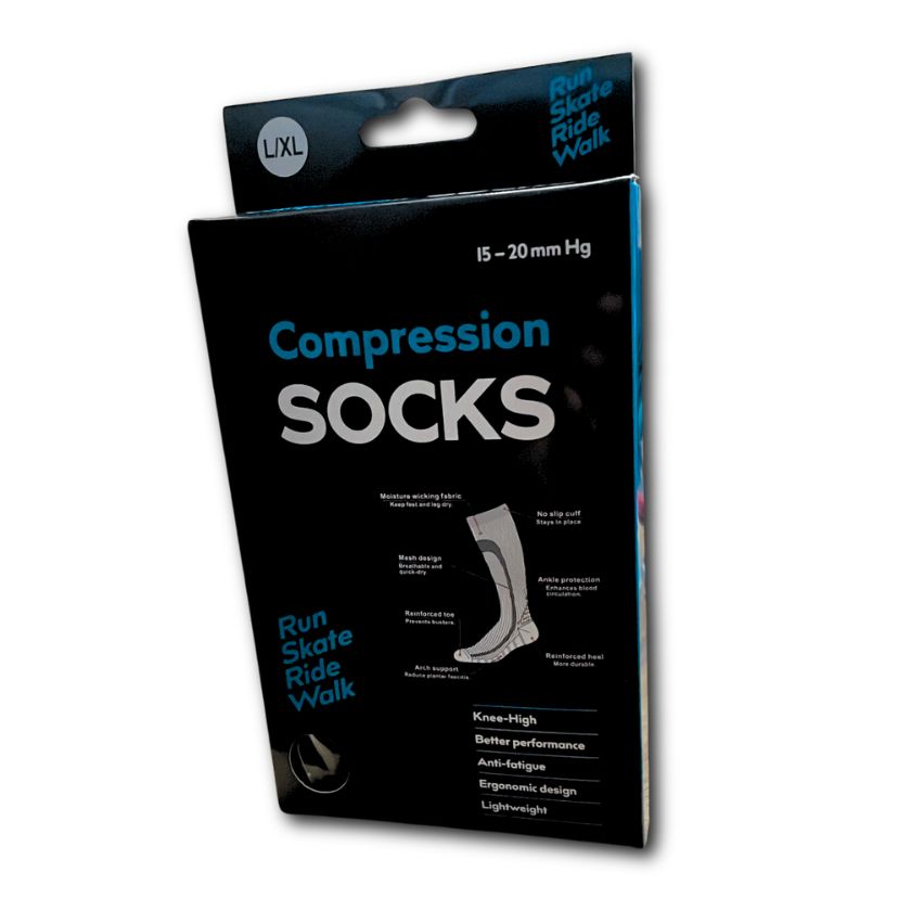Compression Socks, Pair, Knee High 15-20mm (Large/XL) - South East Clearance Centre