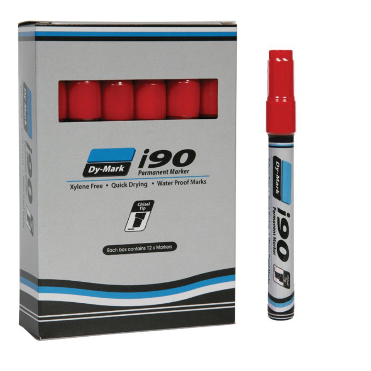 DY-MARK INK MARKER RED I90 | 12 Pack - South East Clearance Centre