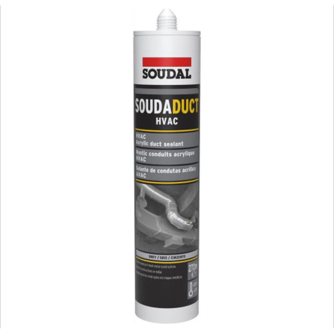 (Box of 24) Soudal Soudaduct HVAC Acrylic Duct Sealant Grey 270ml 146444 - South East Clearance Centre