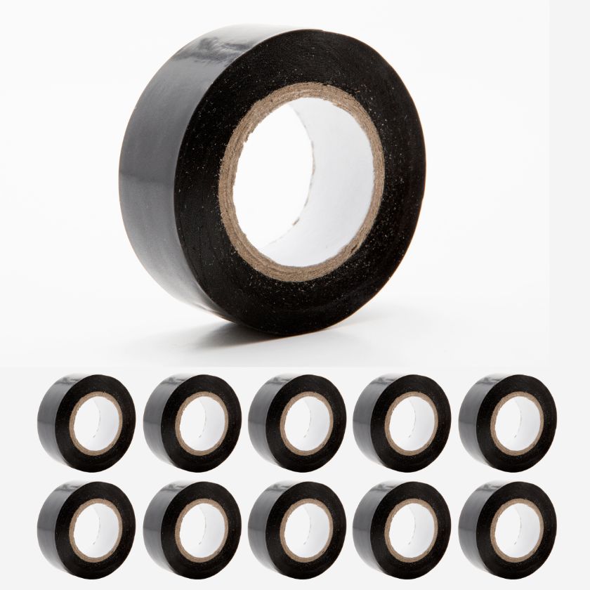 Black Electrical Tape - 19mm x 20m (0.18mm Thick) | Premium PVC Insulation Tape (Pack of 10) - South East Clearance Centre