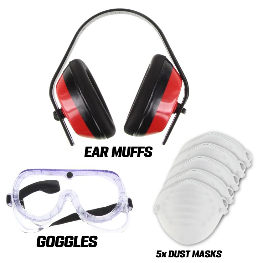 Safecorp Safety Kit 7 Piece Set (Dust Masks, Goggles & Ear Muffs) - SCP7000 - South East Clearance Centre