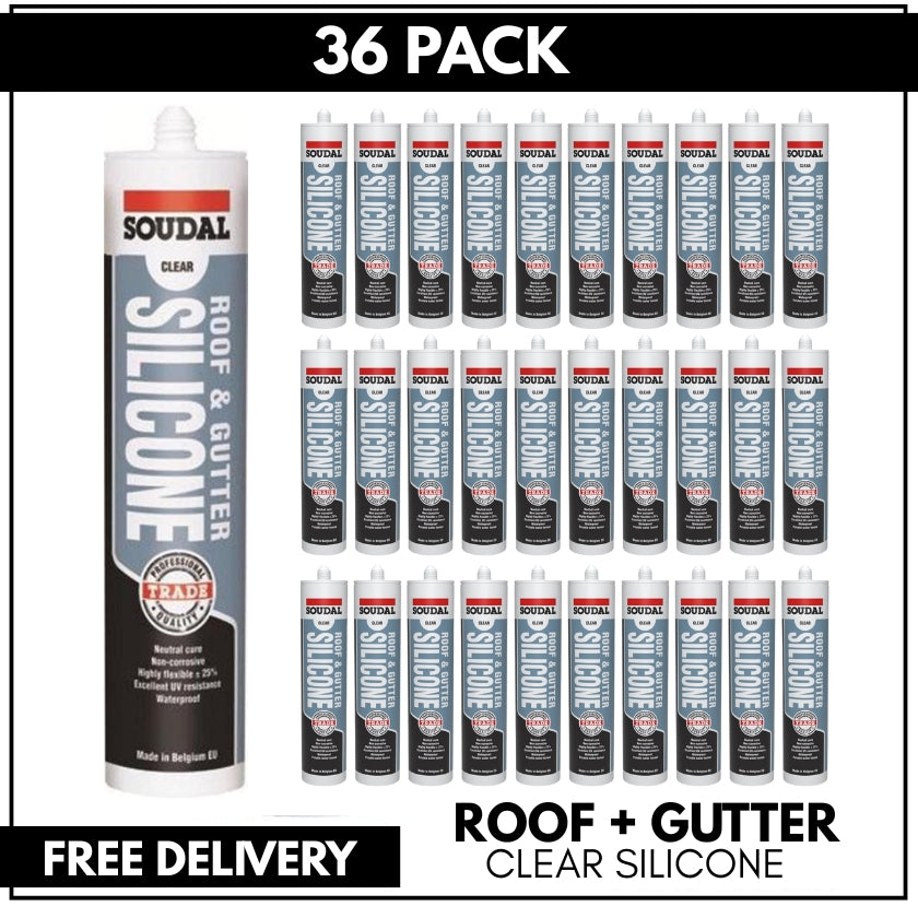 Soudal 127779 Trade Professional Roof & Gutter Silicone Clear 300ml (Box of 36) 128224