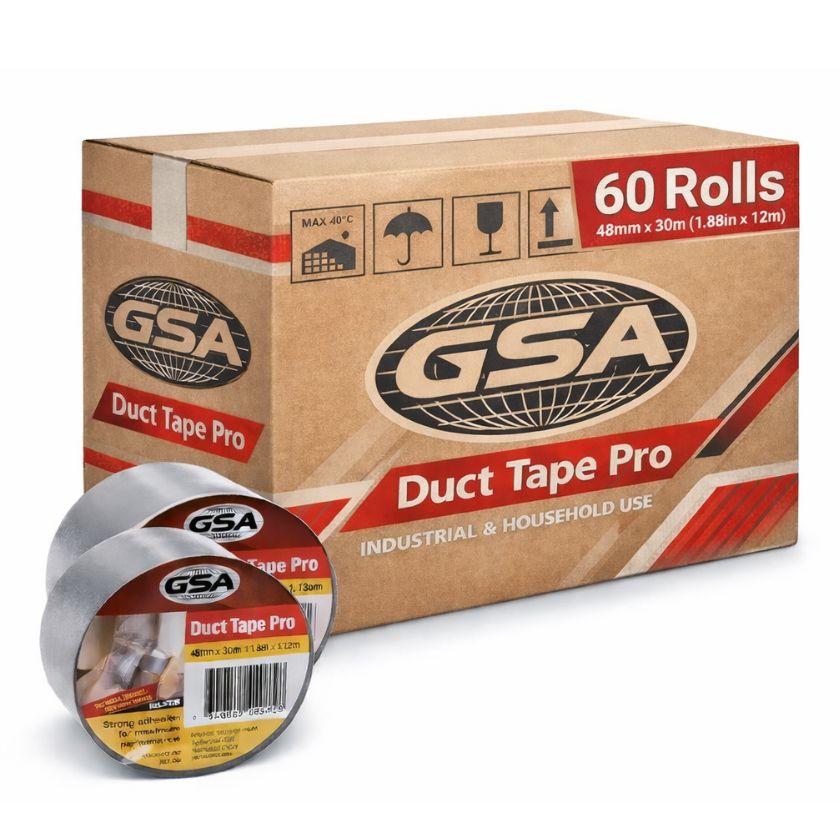 GSA 8512SI Duct Tape Pro Silver 0.12mm - 30 metres x 48mm (Box of 60 Rolls) - South East Clearance Centre