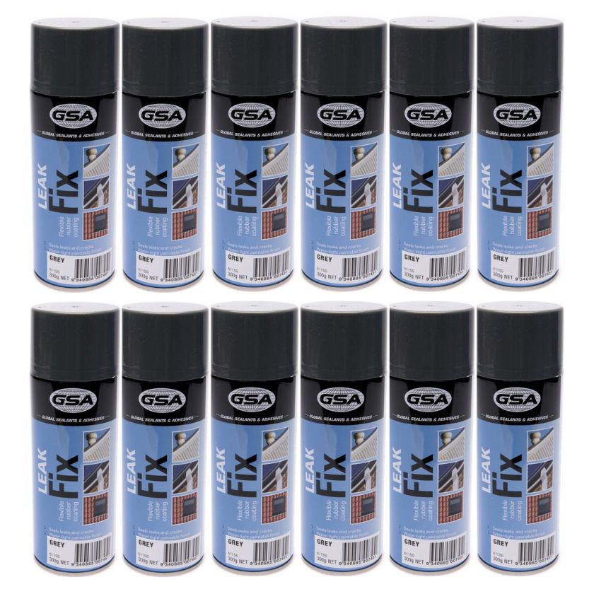 GSA Leak Fix Flexible Rubber Coating Grey 300g 6115G (12 Cans) - South East Clearance Centre