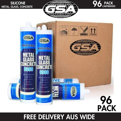 (96 PACK) GSA Trade Silicone Neutral Cure S300 Metal Glass Concrete | BLACK - South East Clearance Centre