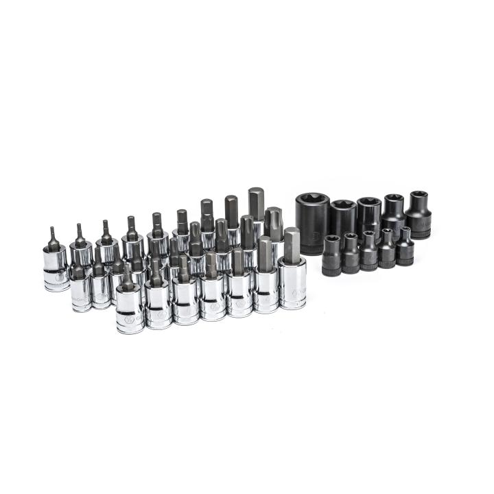 GearWrench 36 Piece 1/4”, 3/8” & 1/2” Drive Standard Hex, E-Torx® & Torx® Bit Metric & Imperial Socket Set - 80726 - South East Clearance Centre