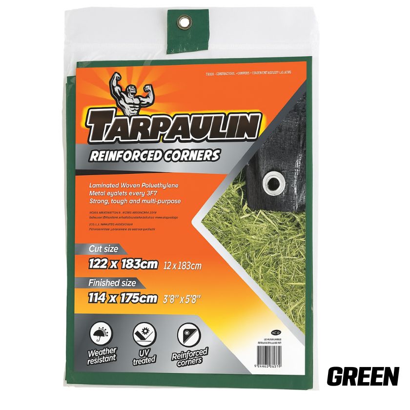 Heavy-Duty Tarpaulin – Reinforced Corners – Weather Resistant, UV Treated – 183 x244vm - South East Clearance Centre