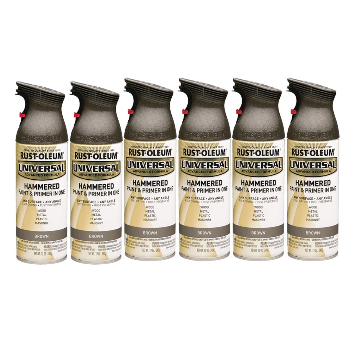 Rust-Oleum 245218 Universal All Surface Spray Paint Hammered Brown (6 Cans) - South East Clearance Centre
