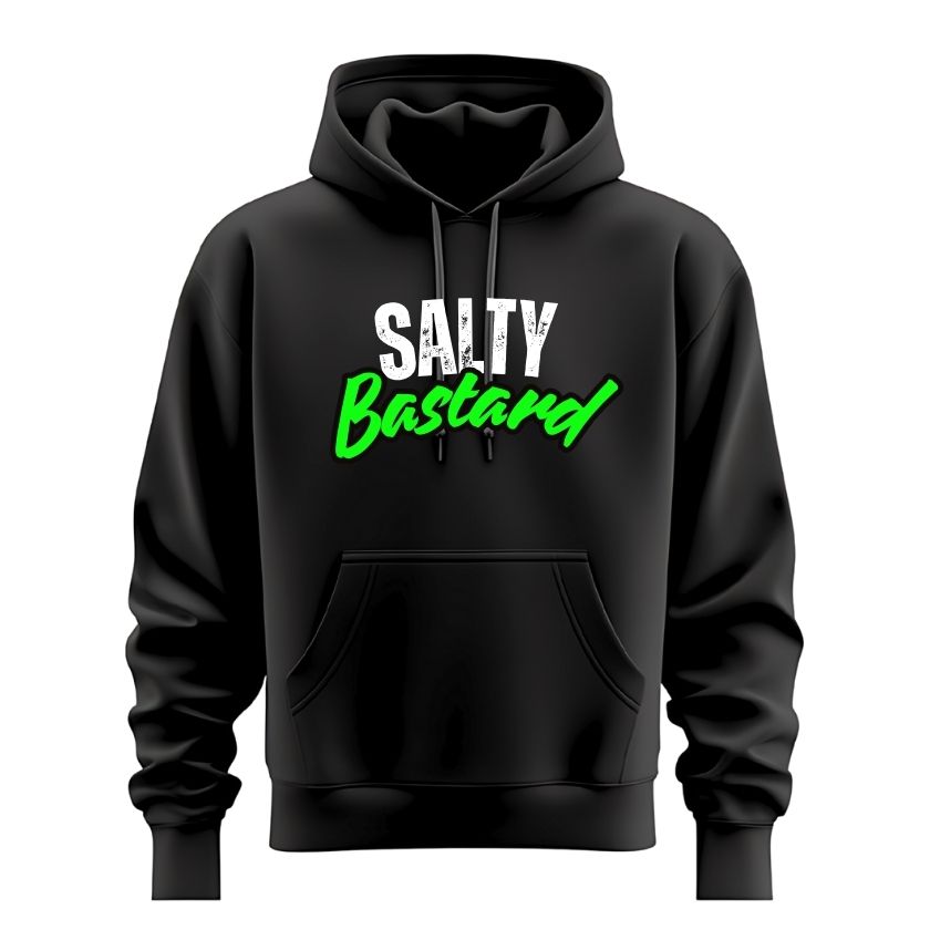 Salty Bast*rd OG Hoodie – Black with Neon Green Logo - South East Clearance Centre