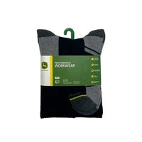 John Deere Black Crew Performance Socks (Shoe Size 6-12.5) - 6 Pack