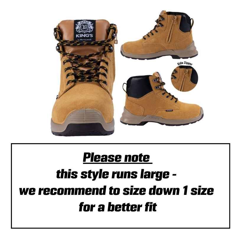 King's Wheat Lace-Up Zip Sided Ankle Safety Boots