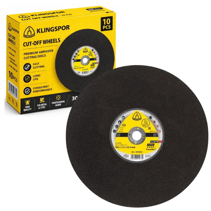 (Pack of 10) Klingspor A 630 N large Cutting-off Wheels, 300 x 2,5 x 25,4 mm flat - South East Clearance Centre