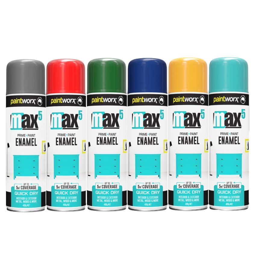 (6 Cans) Paintworx MAX5 Enamel Paint + Primer 400g | GLOSS - South East Clearance Centre