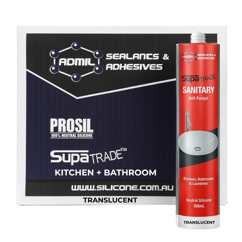 Admil SupaTrade Sanitary Kitchen Bathroom and Laundry Silicone - Transculent Clear 300mL (40 Pack) - South East Clearance Centre