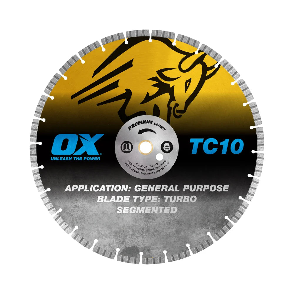 OX Tools - Premium Turbo Segmented Blade 400mm - Concrete/General Purpose | OX-TC10-16 - South East Clearance Centre