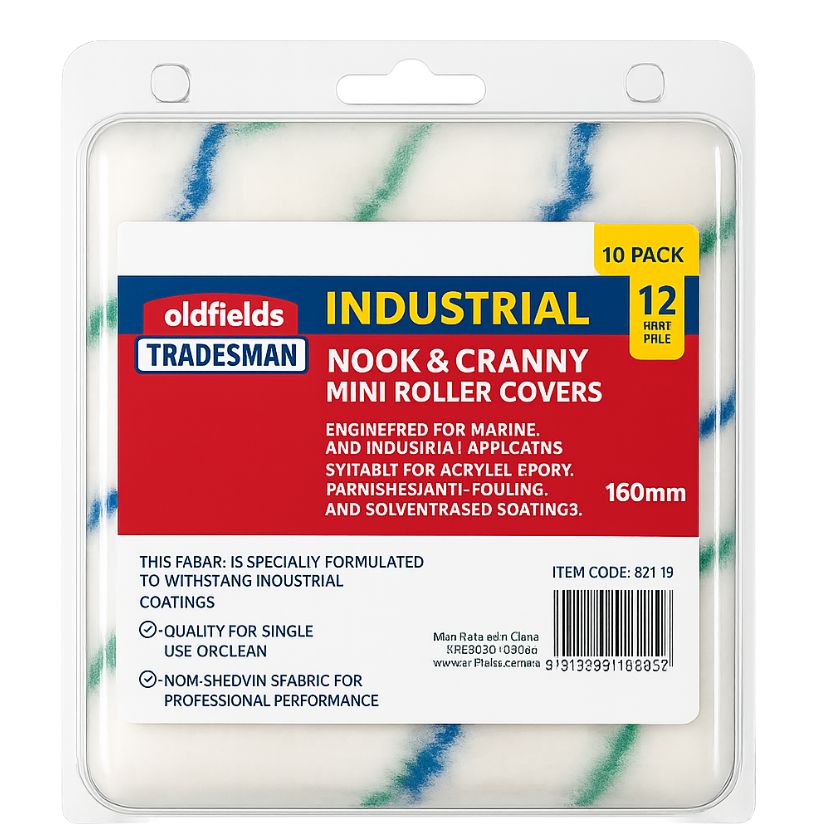 (10 Pack) Oldfields Nook & Cranny All Purpose Mini Paint Roller Cover Set - 12mm Pile - South East Clearance Centre