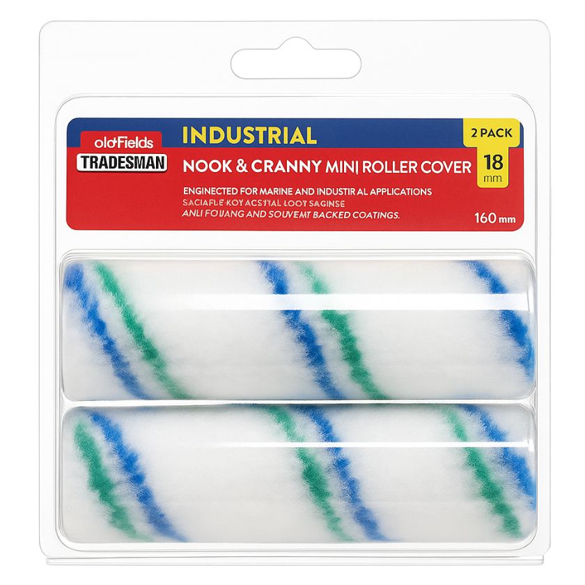 (2 Pack) Oldfields Tradesman Industrial Nook & Cranny Roller Covers - 18mm Nap - South East Clearance Centre