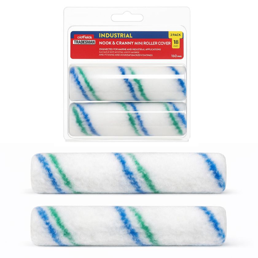 (2 Pack) Oldfields Tradesman Industrial Nook & Cranny Roller Covers - 18mm Nap - South East Clearance Centre