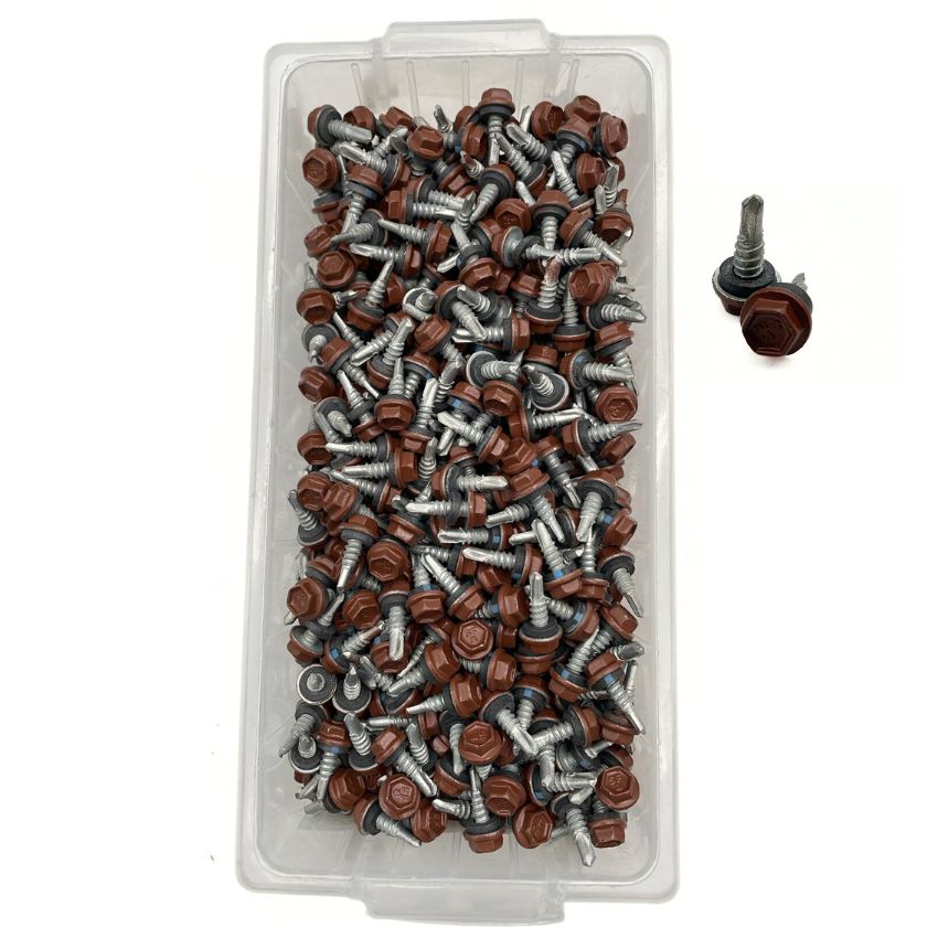 Otter 10-16 x 16mm Hex Head SDS Metal Screws with Seal Coarse Thread, Colorbond Class 4, Tub - 1000 Pack (TERRAIN) - South East Clearance Centre