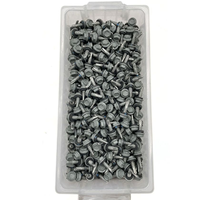 Otter 10-16 x 16mm Hex Head SDS Metal Screws with Seal Coarse Thread, Colorbond Class 4, Tub - 1000 Pack (WINDSPRAY) - South East Clearance Centre