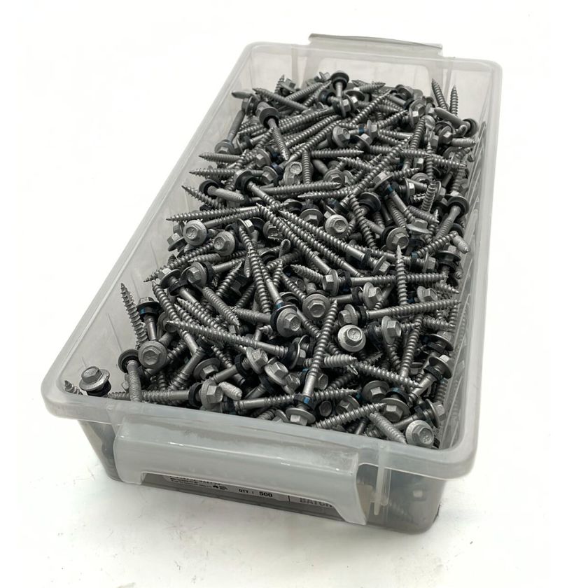 Otter 12-11 x 65mm Hex Head Type 17 Timber Screws with Seal | Class 4 Galvanised | 500 Pack