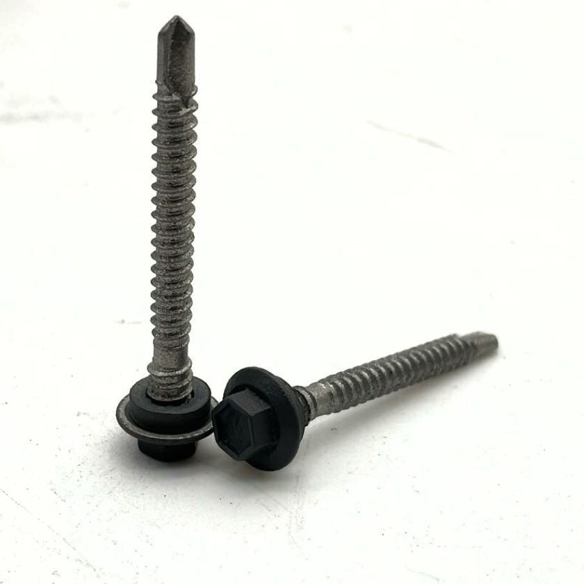 Otter 12-14 x 53mm Hex Head Coarse Split Thread with Seal (Self Drilling) SDS Metal Screws | Basalt | Class 4 | 1000 Pack - South East Clearance Centre