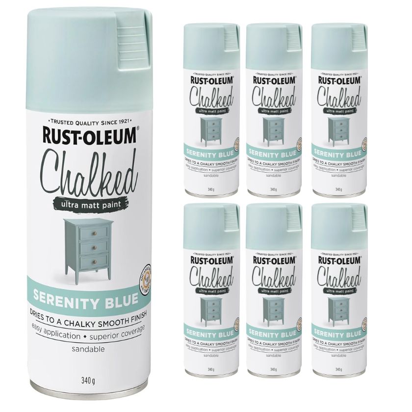 (6 Cans) Rust-Oleum 340g Serenity Blue Chalked Spray Paint