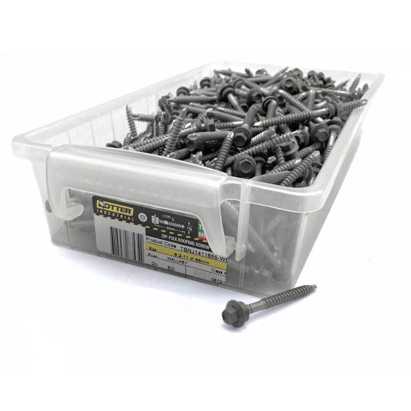 Otter Zip-Fixx Class 4 Timber & Metal Roofing Screws 6.2-11 x 65mm – Wallaby – 500 Pack - South East Clearance Centre