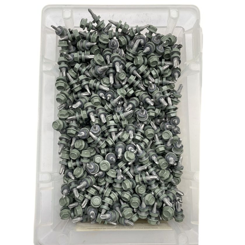 Otter Steel Pale Eucalypt, Roofing & Cladding Metal Screws 10g x 16mm (500 Pack) - South East Clearance Centre