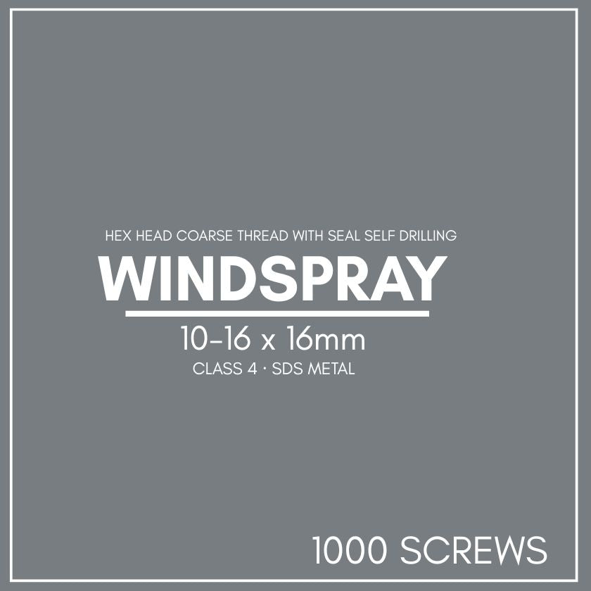 Otter 10-16 x 16mm Hex Head SDS Metal Screws with Seal Coarse Thread, Colorbond Class 4, Tub - 1000 Pack (WINDSPRAY) - South East Clearance Centre