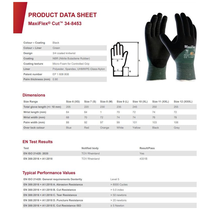 MaxiFlex® Cut™ 34-8453 (Size 6) 12 pairs - South East Clearance Centre