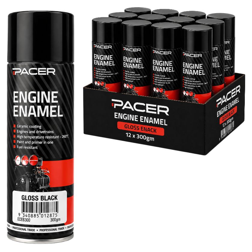 Pacer Engine Enamel EEGB300, Gloss Black (Box of 12 Cans) - South East Clearance Centre