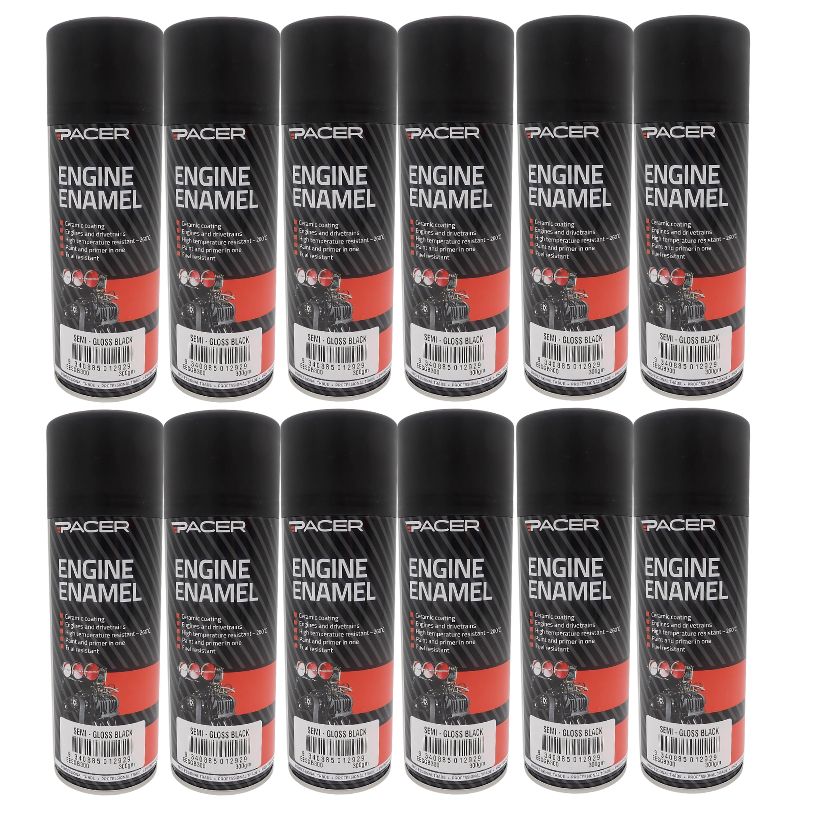 Pacer Engine Enamel EESGB300, Semi Gloss Black (12 Cans) - South East Clearance Centre