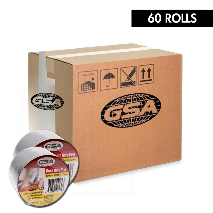 GSA 8512SI Duct Tape Pro Silver 0.12mm - 30 metres x 48mm (Box of 60 Rolls) - South East Clearance Centre