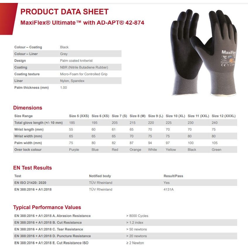 MaxiFlex® Ultimate™ with AD-APT® 42-874 (12 Pairs) - South East Clearance Centre