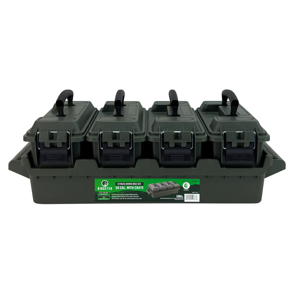 Ridgetek 4-Box .30Cal Ammo Crate OD Green Inc Padlock
