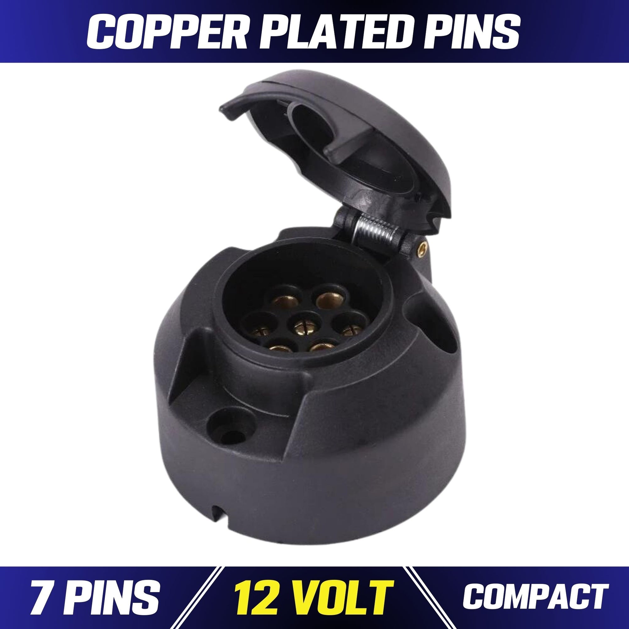 7 Pin Socket Trailer Plug- Large Round Compact Type Clip type insert | TS56 - South East Clearance Centre