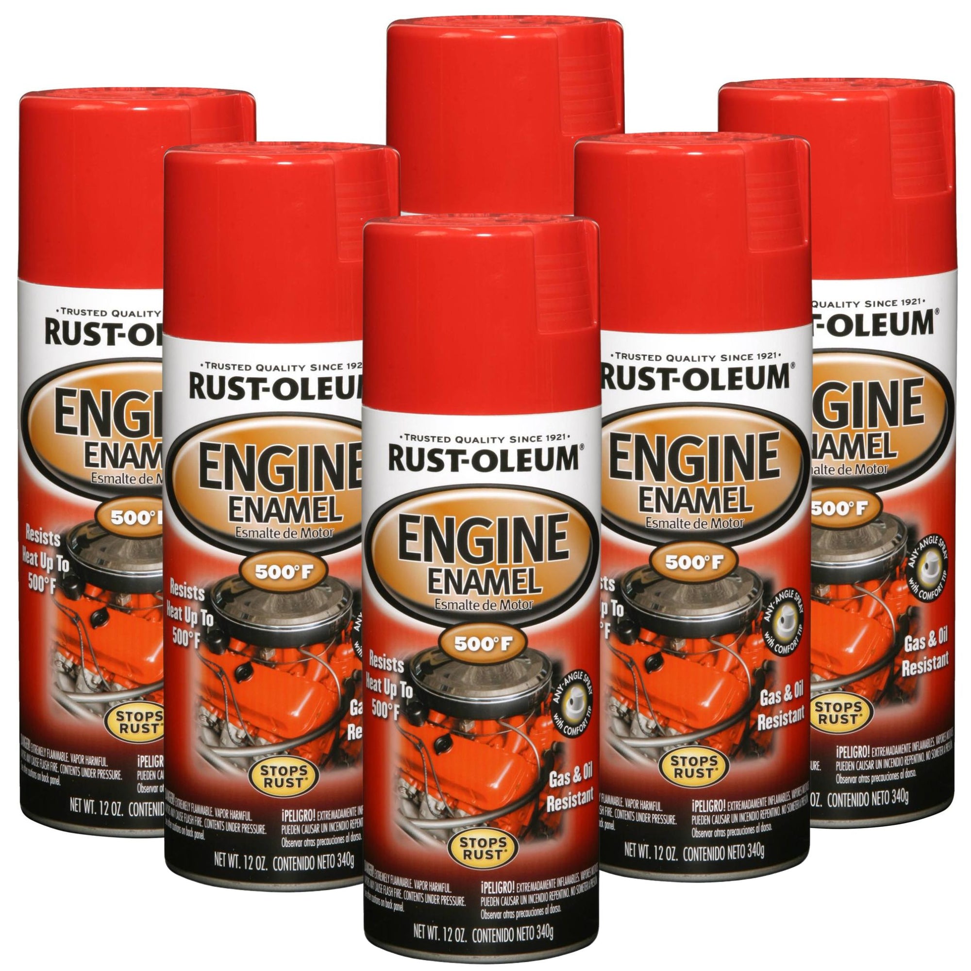 Rust-Oleum 248948 Automotive Rust Preventive Engine Enamel Spray Paint High Heat, FORD RED (6 Cans) - South East Clearance Centre