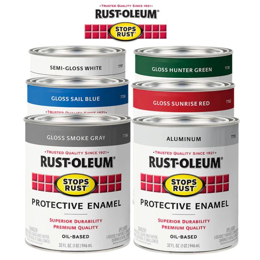 (2 Tins) Rust-Oleum Rust Stops Rust Protective Enamel - 946ml