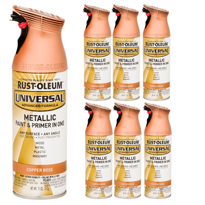 Rust-Oleum Universal Premium Spray Paint Metallic Spray Paint - Copper Rose (6 Cans) - South East Clearance Centre