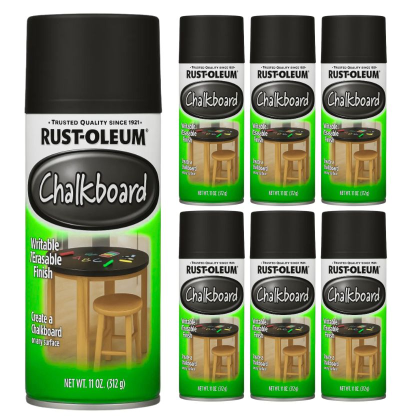 Rustoleum Specialty Chalk Board Spray Paint 312g Black Blackboard (6 Cans) - South East Clearance Centre