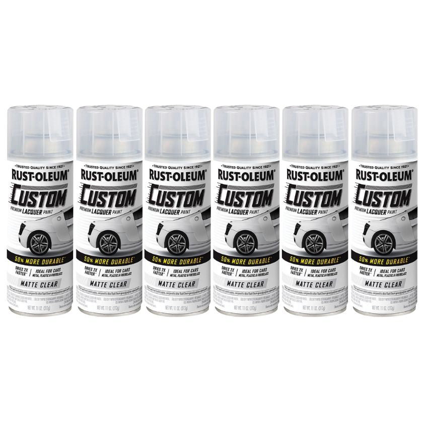 (6 cans) Rust-Oleum Custom Premium Lacquer Paint, Matt Clear - 312g - South East Clearance Centre