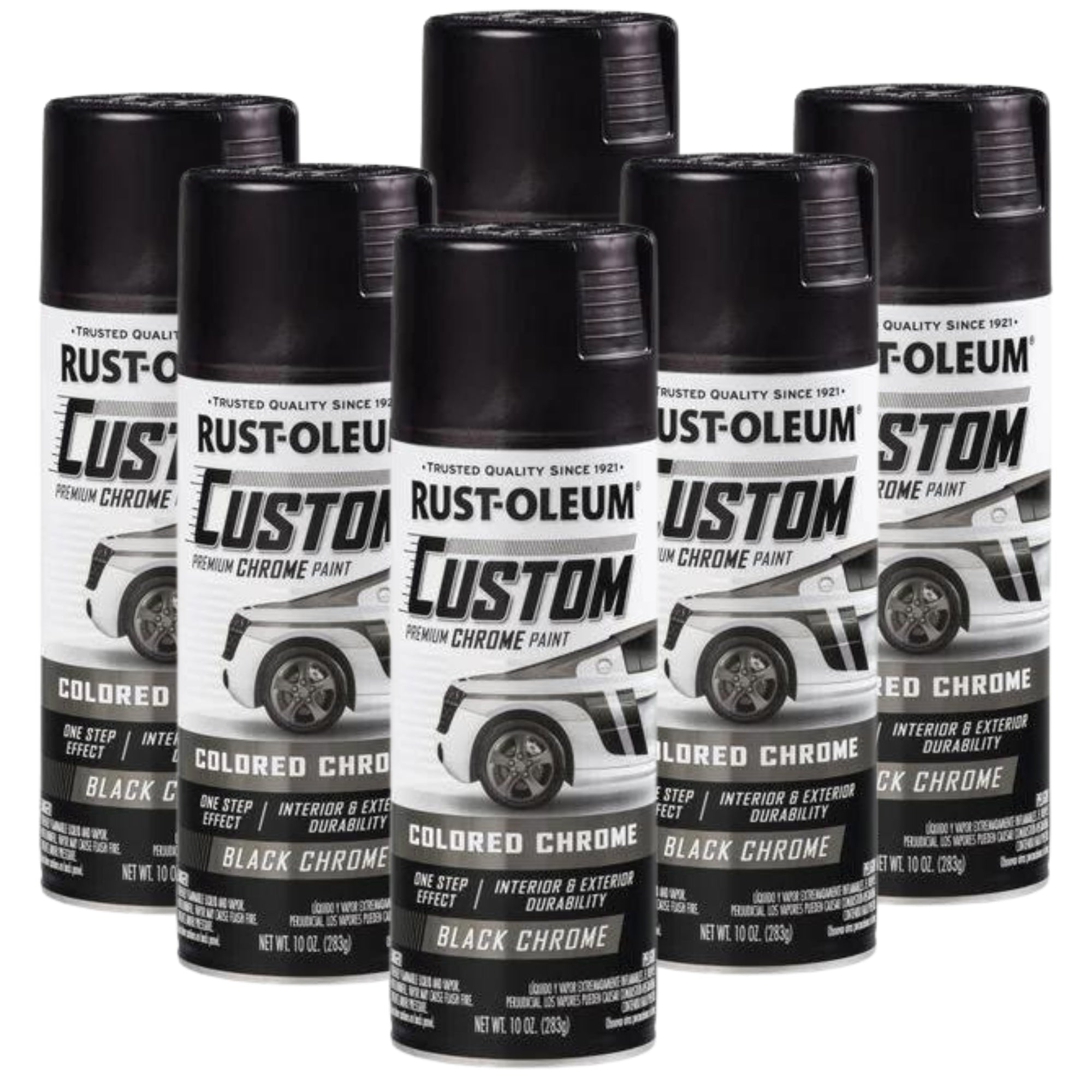 Rust-oleum Custom Lacquer Chrome Black 312g - 343346 (6 Cans) - South East Clearance Centre